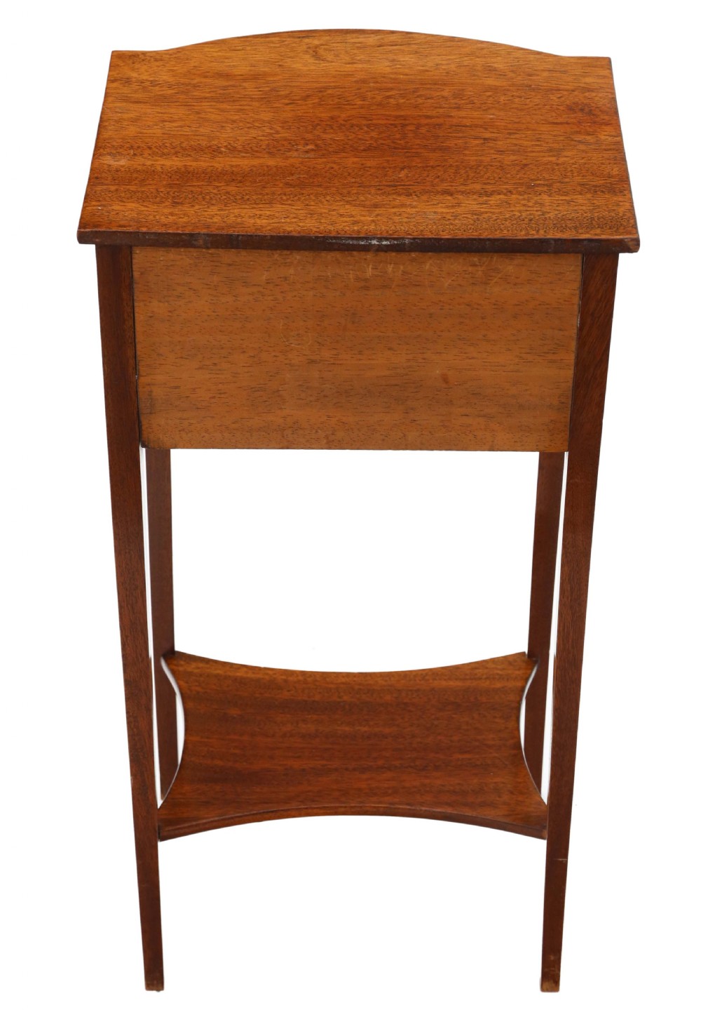 Antique fine quality Georgian revival bowfront mahogany bedside table C1910 View V