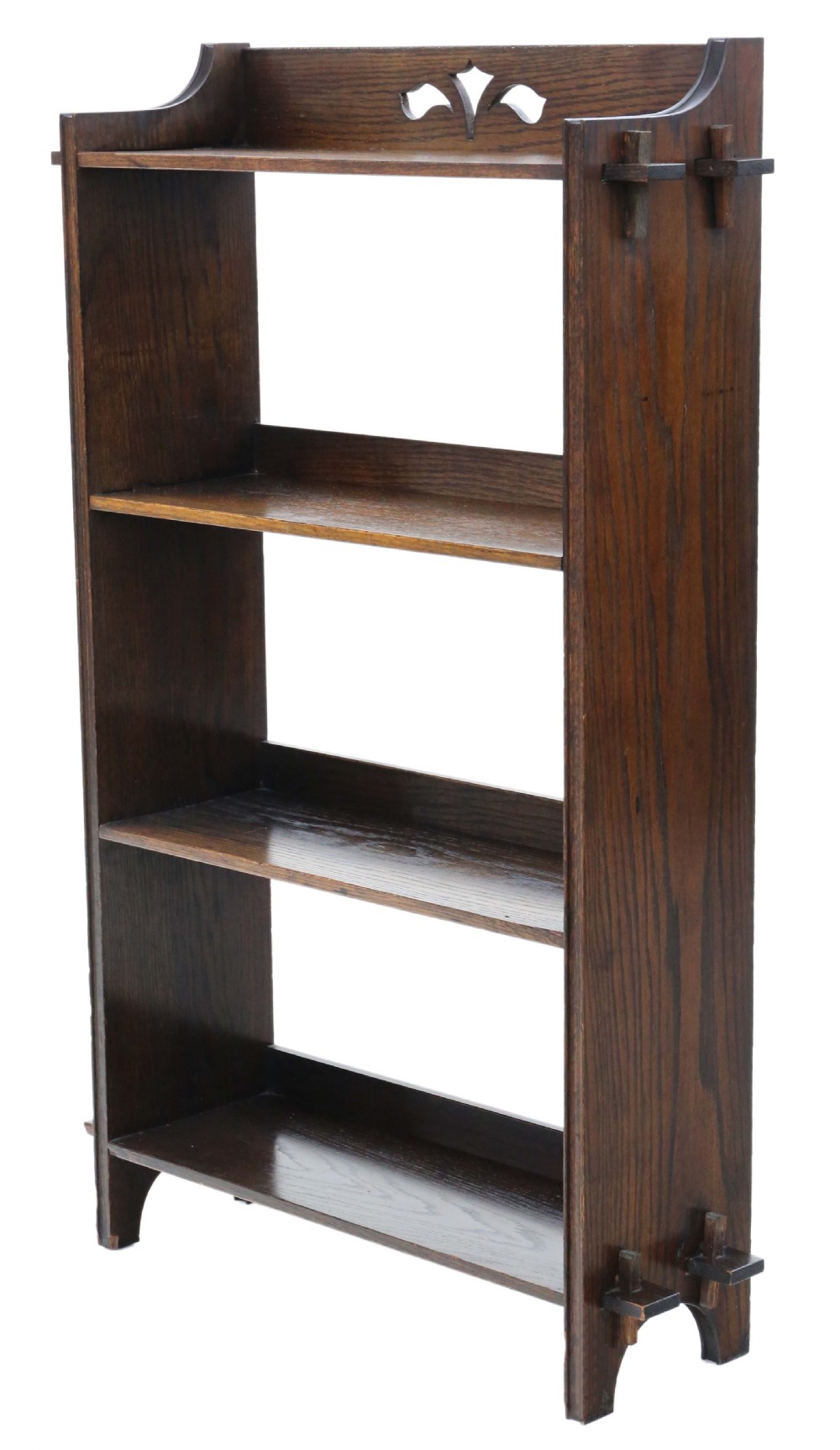 Antique quality Art Nouveau C1910 oak bookcase. View III