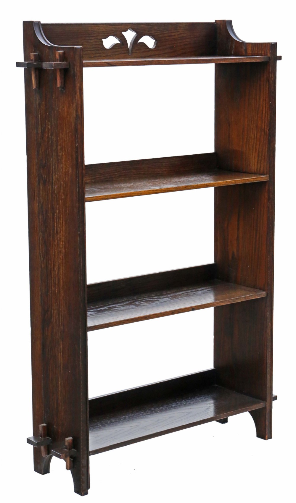 Antique quality Art Nouveau C1910 oak bookcase. View IV