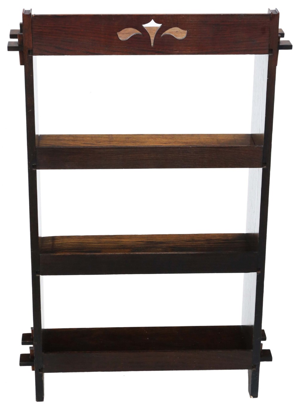 Antique quality Art Nouveau C1910 oak bookcase. View VI