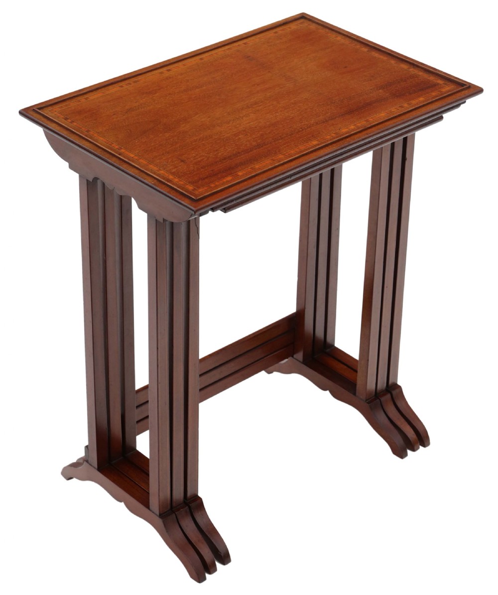 
Antique fine quality mahogany nest of 3 Edwardian C1905 tables View II