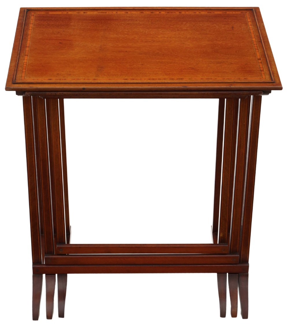 
Antique fine quality mahogany nest of 3 Edwardian C1905 tables View IV