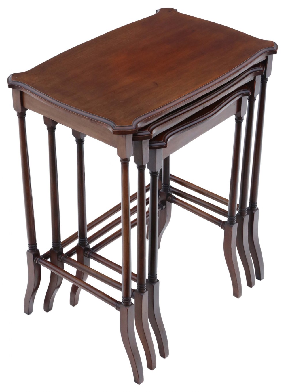 Antique fine quality mahogany nest of 3 Edwardian tables C1910