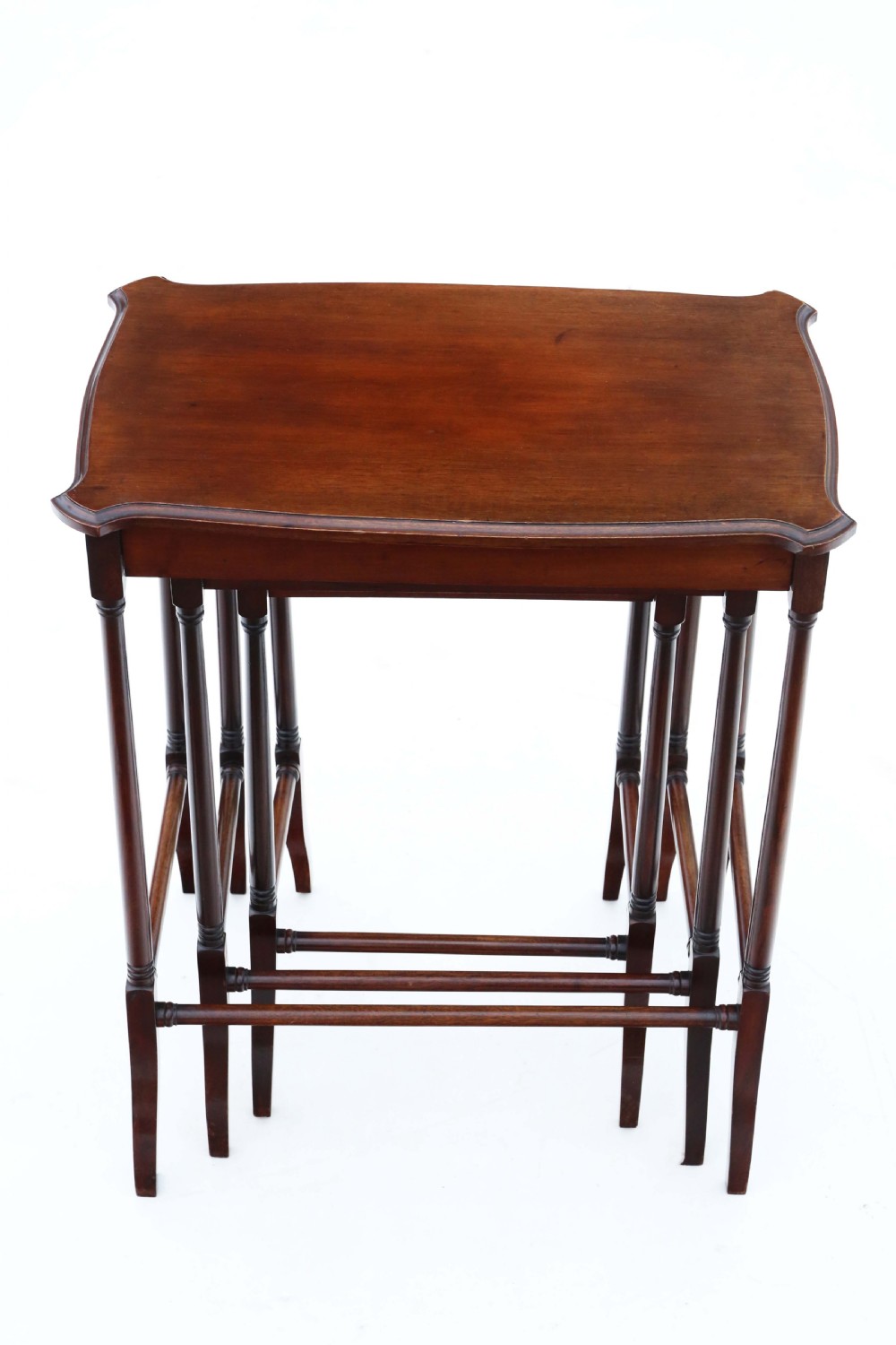 Antique fine quality mahogany nest of 3 Edwardian tables C1910 View IV