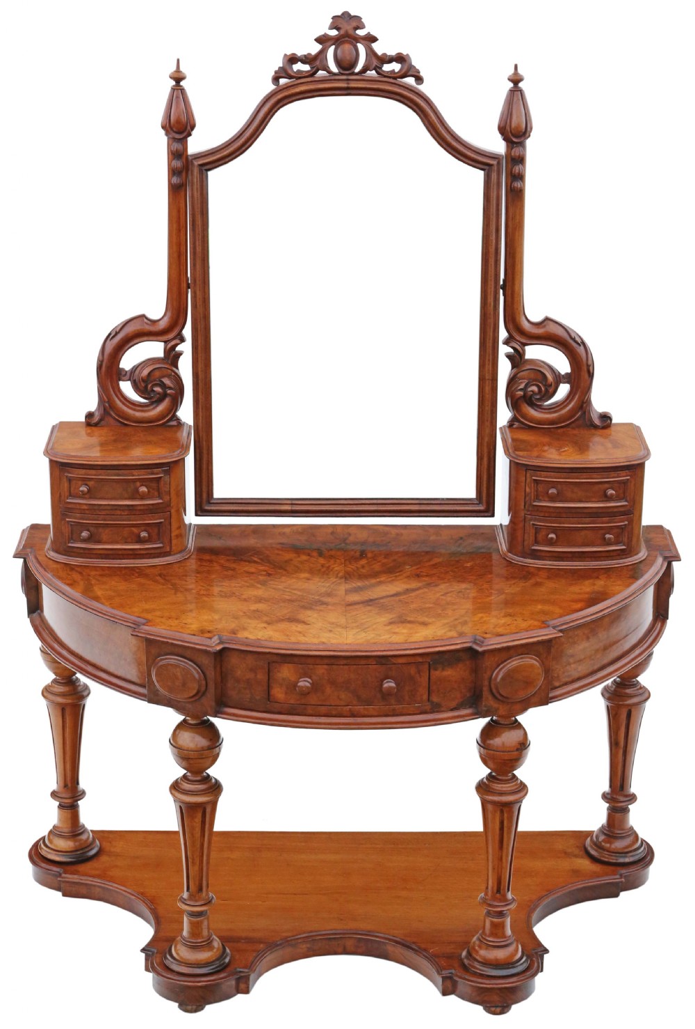 Antique fine quality Victorian 19th Century burr walnut Dutchess dressing table