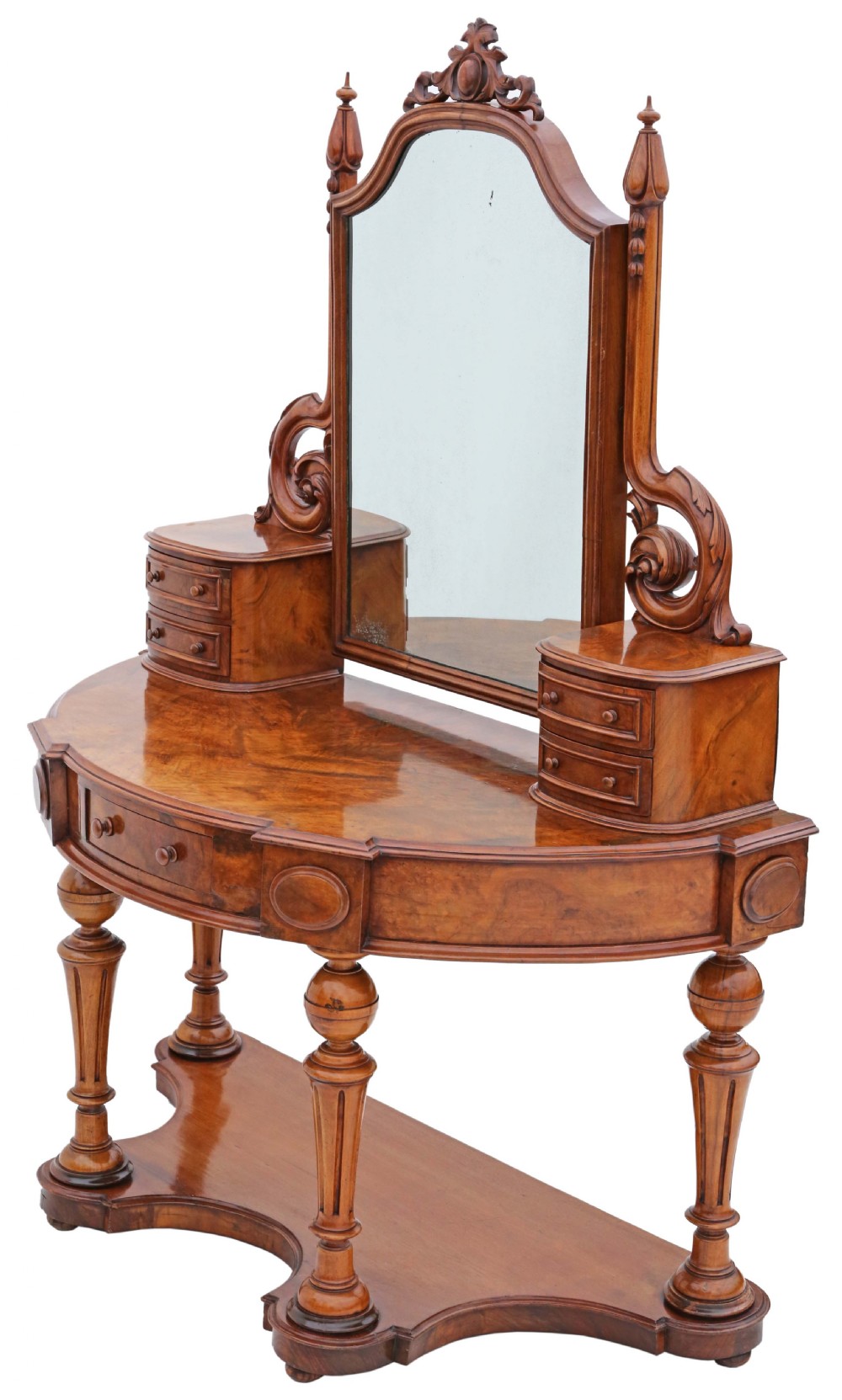 Antique fine quality Victorian 19th Century burr walnut Dutchess dressing table View II