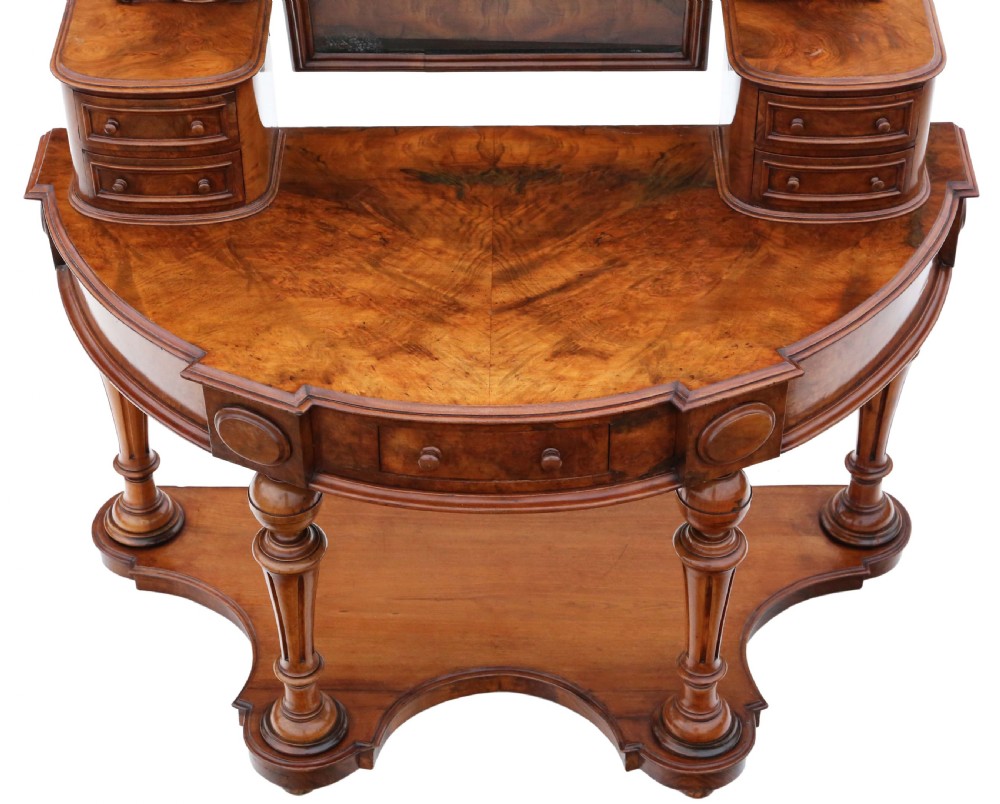 Antique fine quality Victorian 19th Century burr walnut Dutchess dressing table View IV