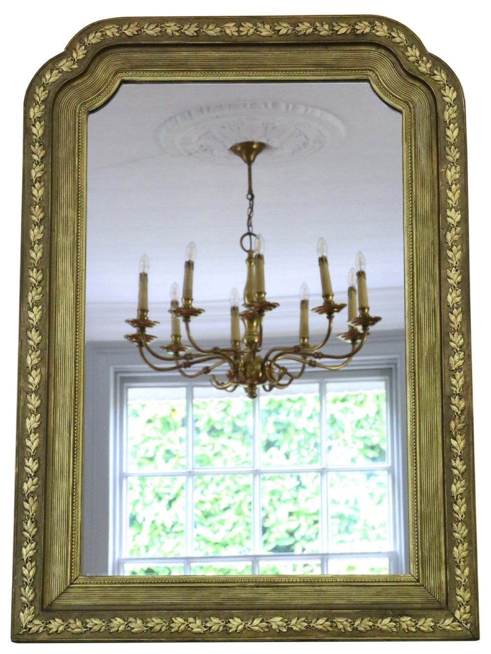 Antique shaped 19th Century large quality gilt overmantle wall mirror