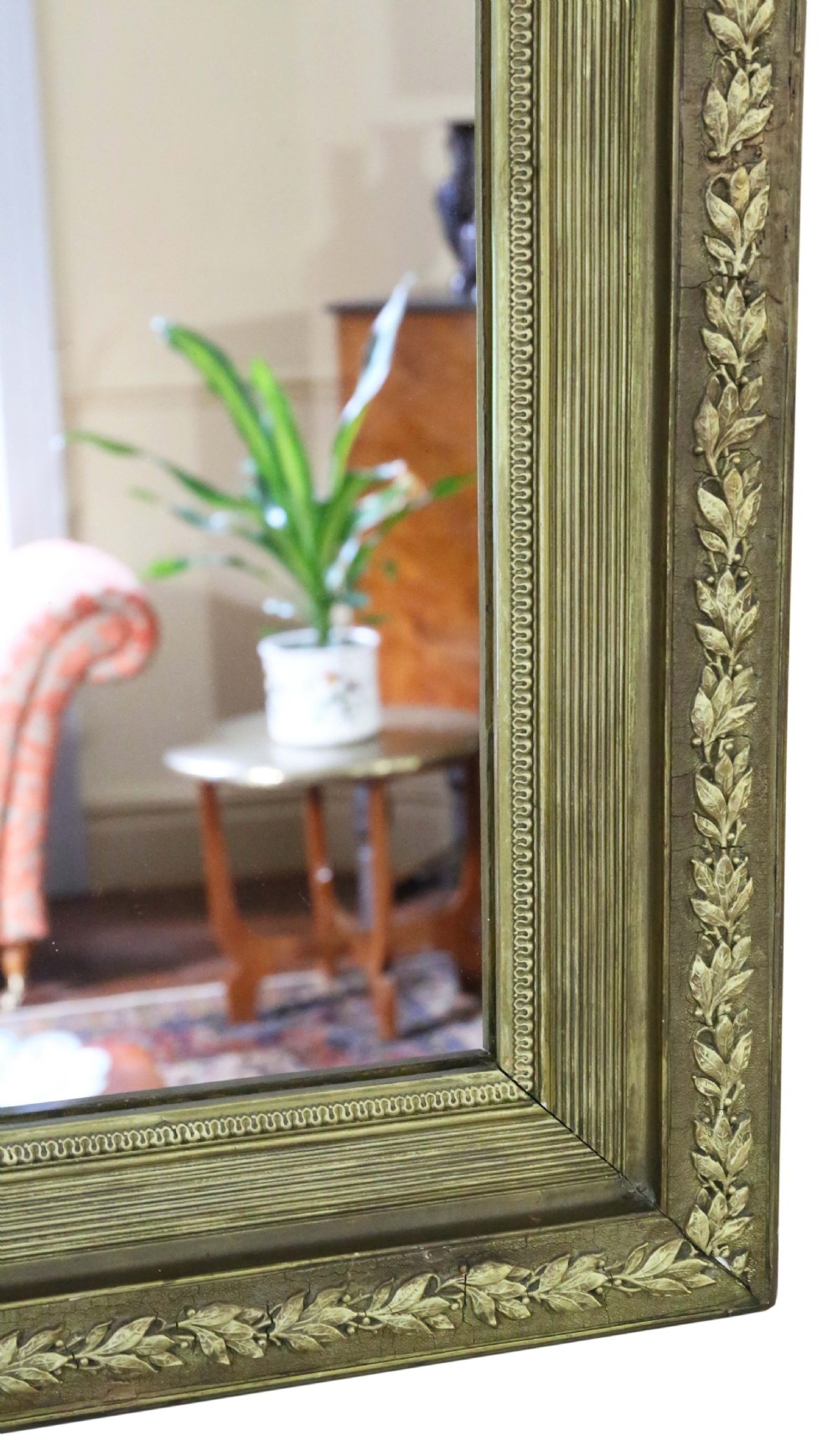 Antique shaped 19th Century large quality gilt overmantle wall mirror View IV