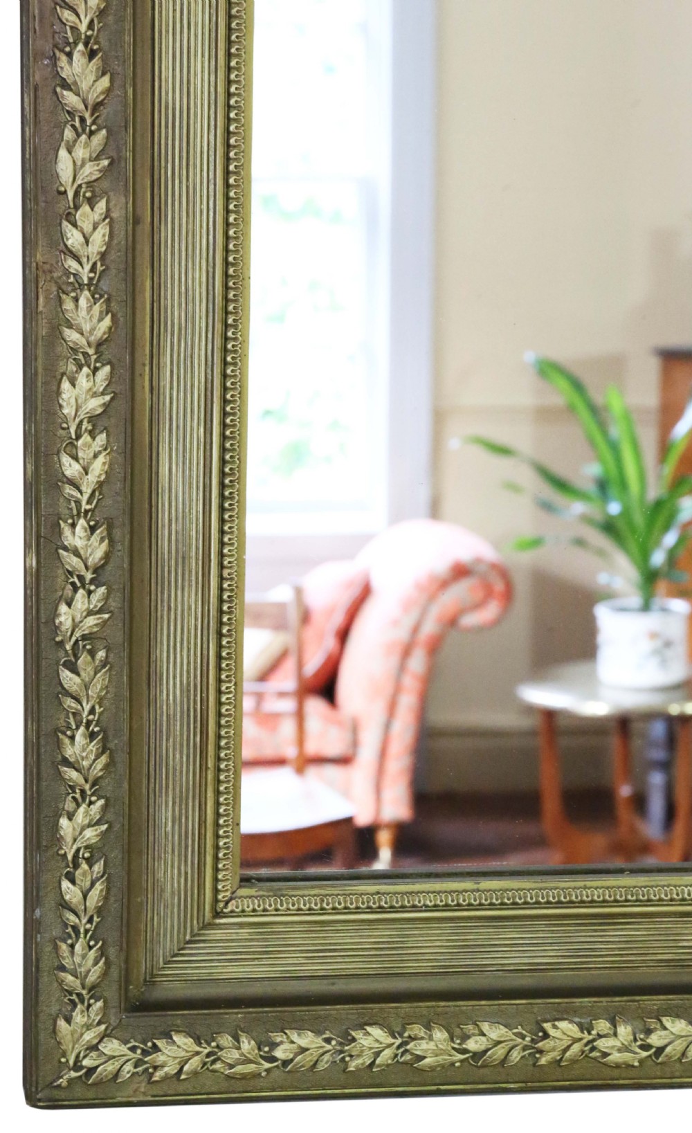 Antique shaped 19th Century large quality gilt overmantle wall mirror View V