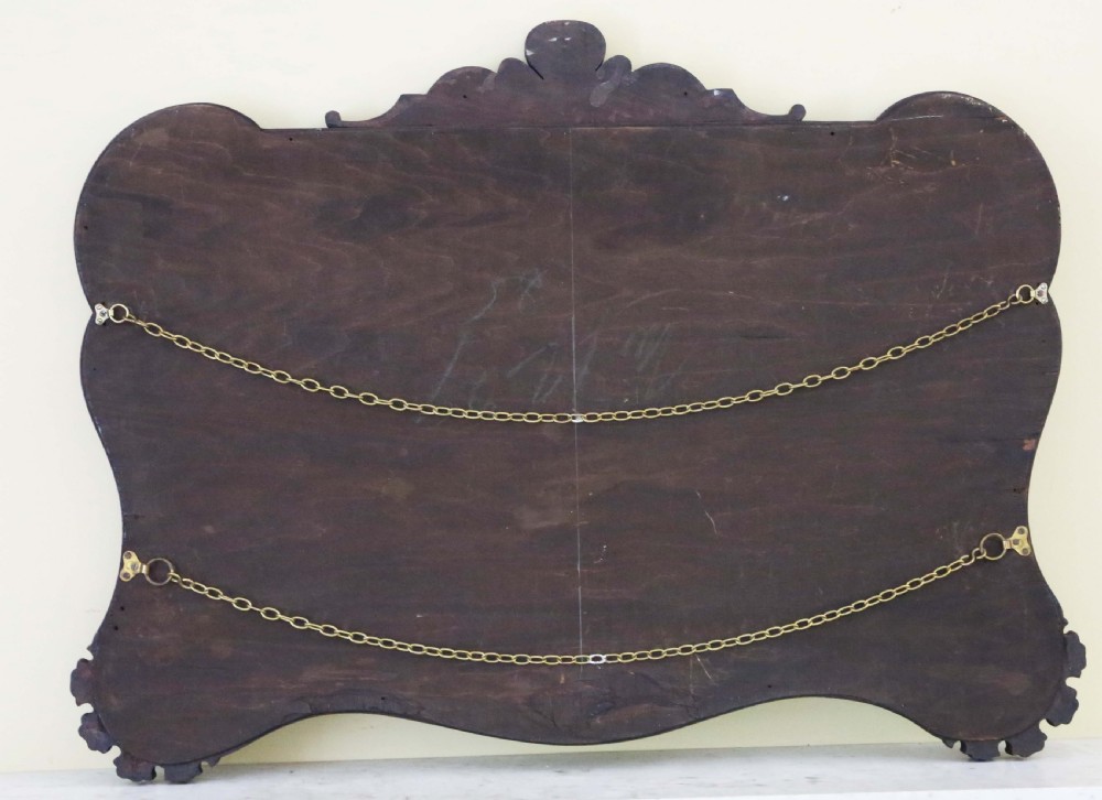 
Antique quality shaped C1920 large quality mahogany overmantle wall mirror View II
