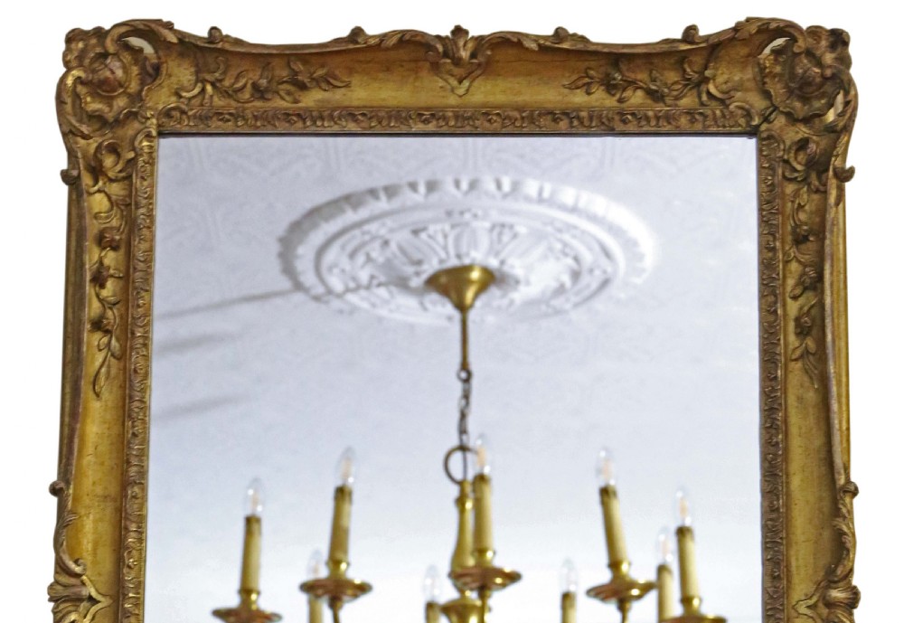 Antique large quality oak giltwood overmantle wall mirror 19th Century View II