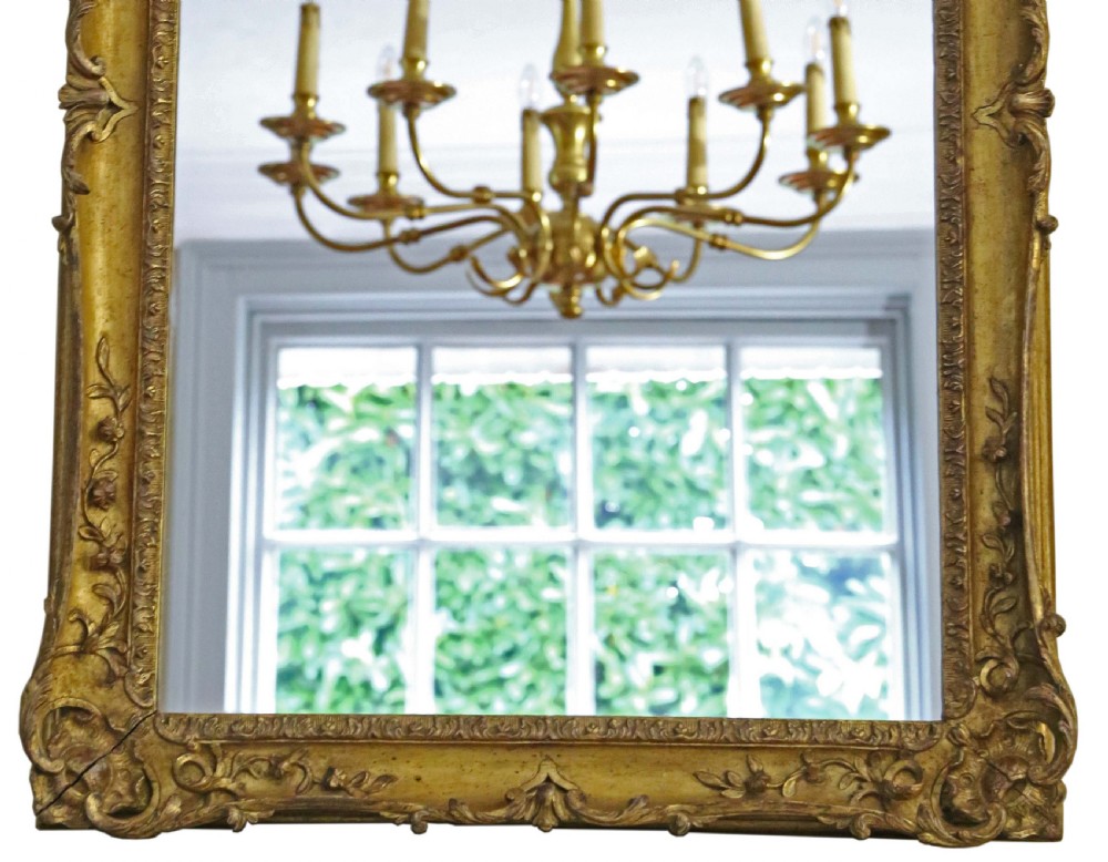 Antique large quality oak giltwood overmantle wall mirror 19th Century View III
