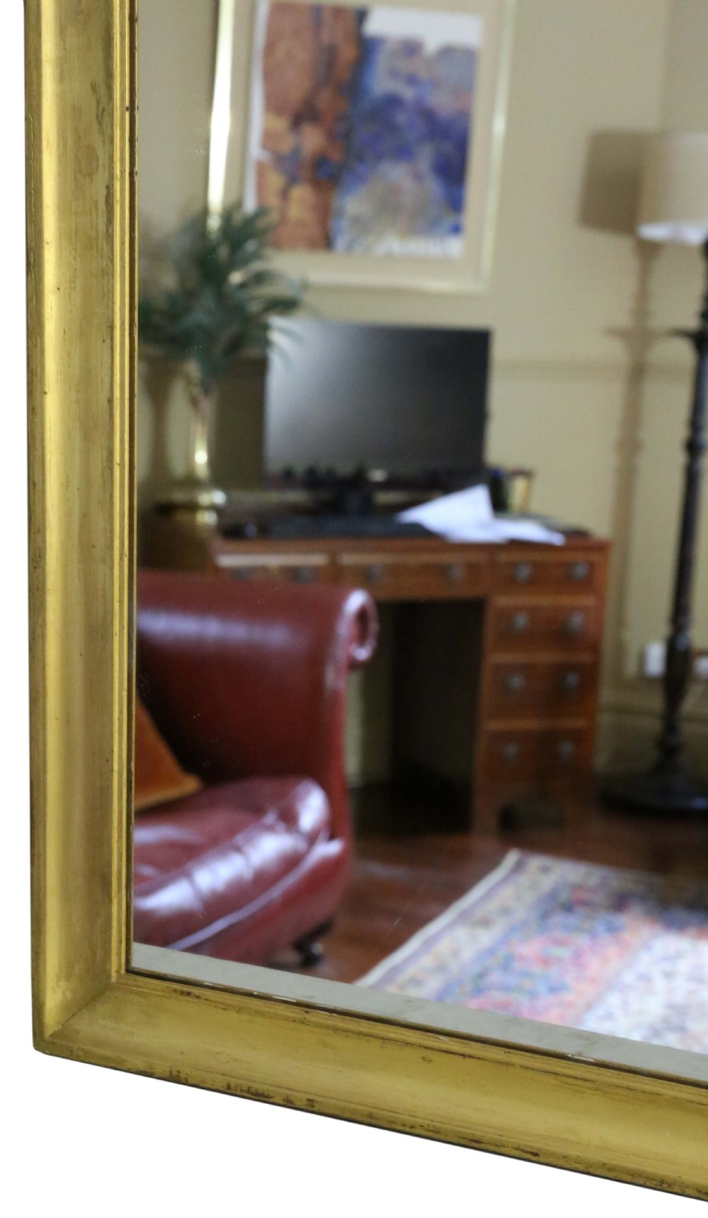 Antique large quality gilt overmantle wall mirror C1900 View V