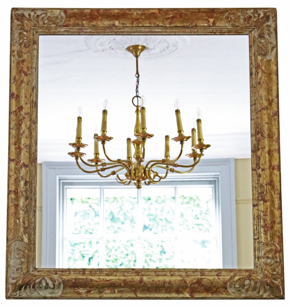 Antique large C1920 quality gilt overmantle wall mirror