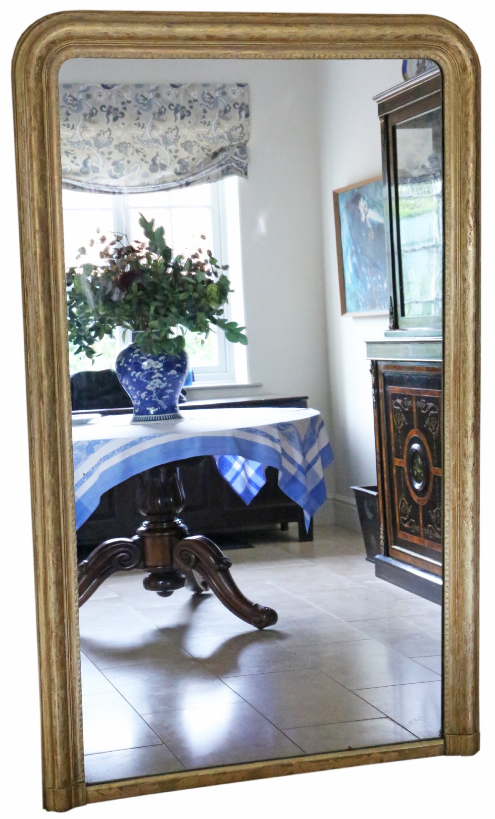 Antique very large 19th Century quality gilt overmantle wall mirror Louis Philippe