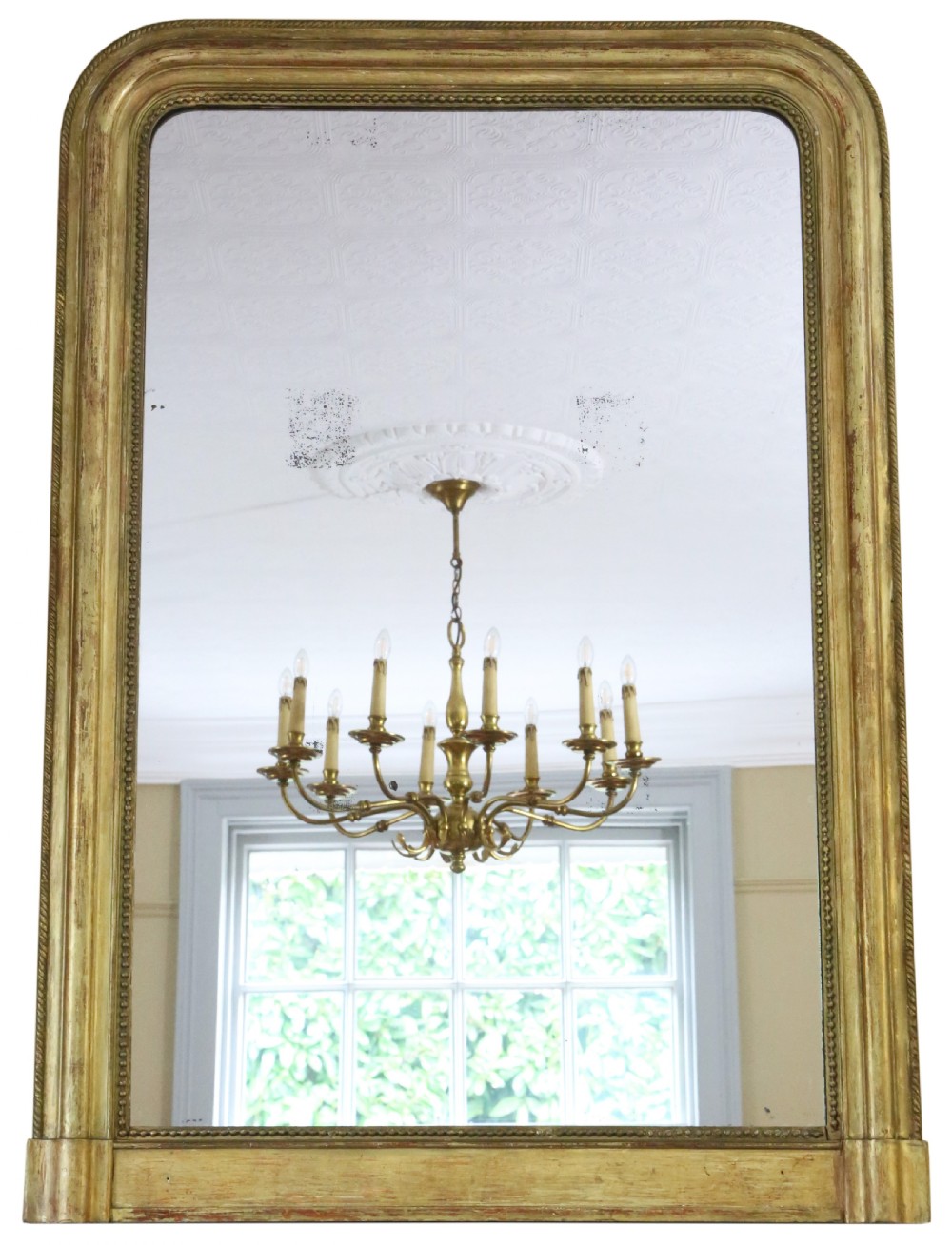 Antique large fine quality gilt overmantle wall mirror 19th Century Louis Philippe