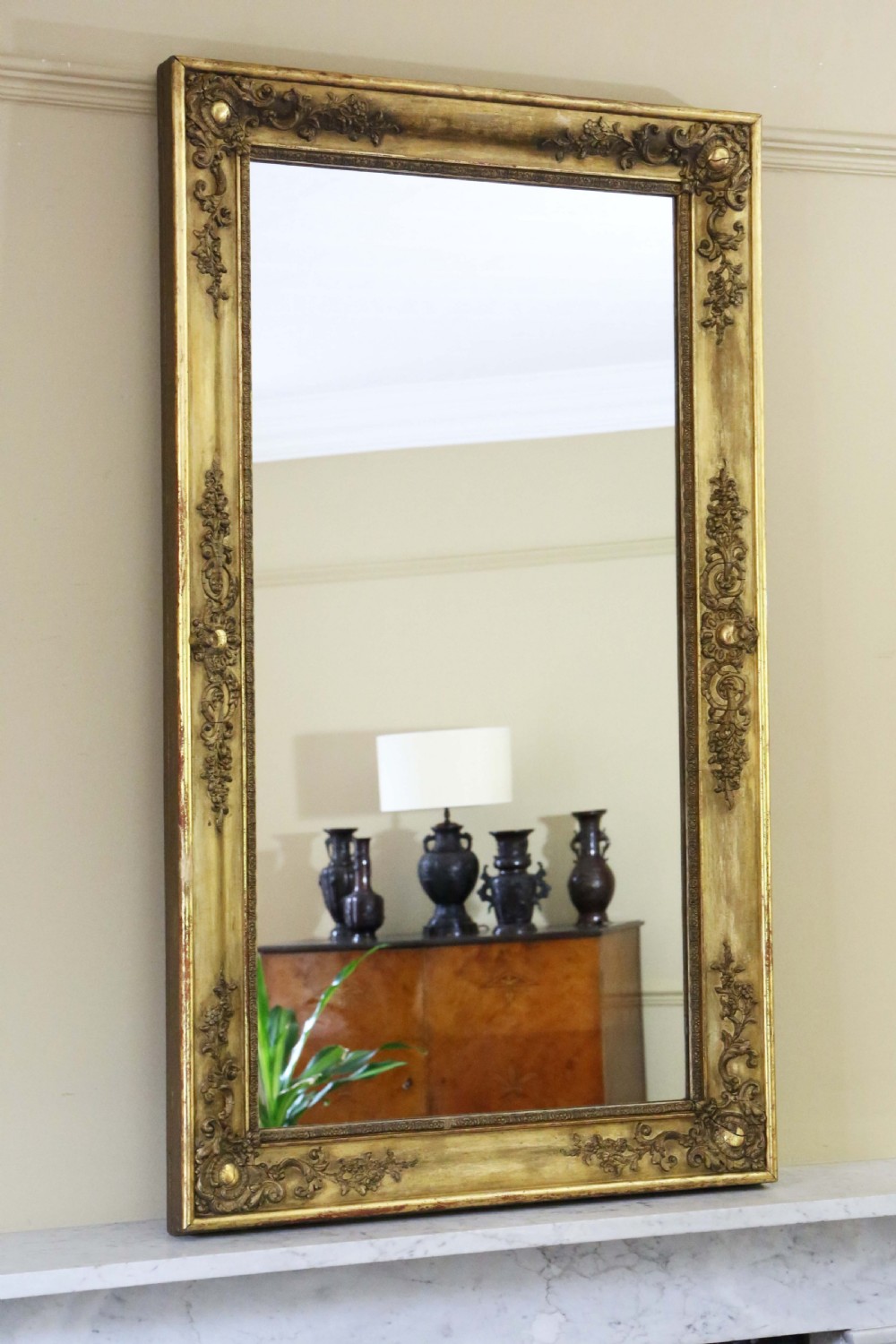 Antique large fine quality gilt overmantle wall mirror 19th Century View VII