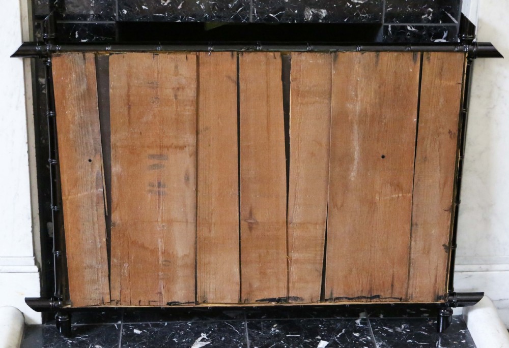 Antique large fine quality ebonised faux bamboo overmantle wall mirror 19th Century View II