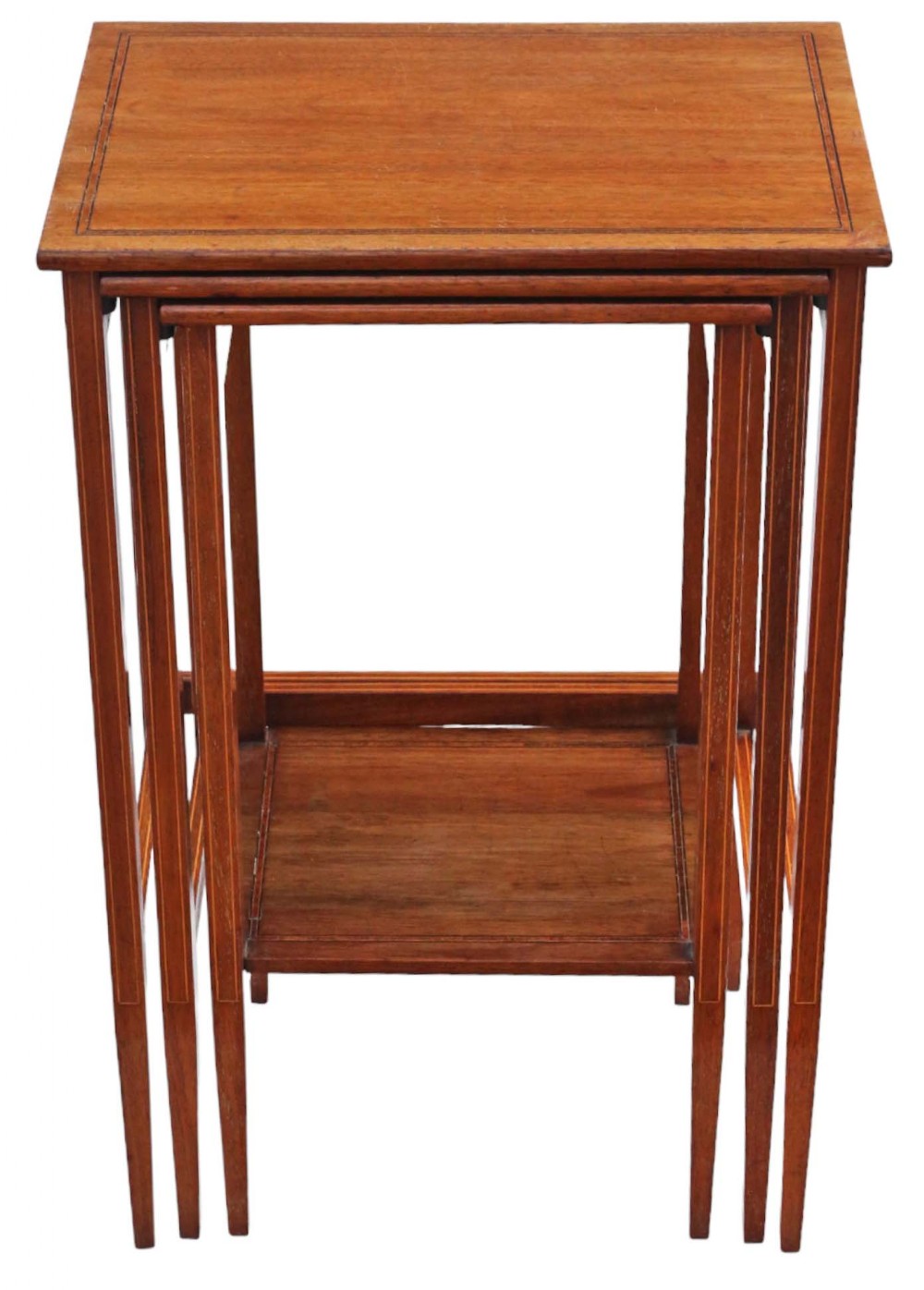 Antique fine quality C1905 inlaid mahogany nest of 3 Edwardian C1905 tables