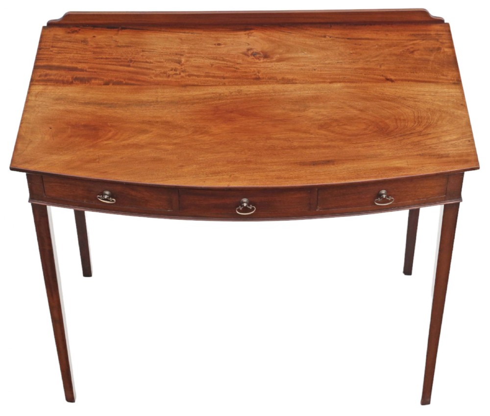 Antique fine quality 19th Century bow front mahogany dressing and writing table View II