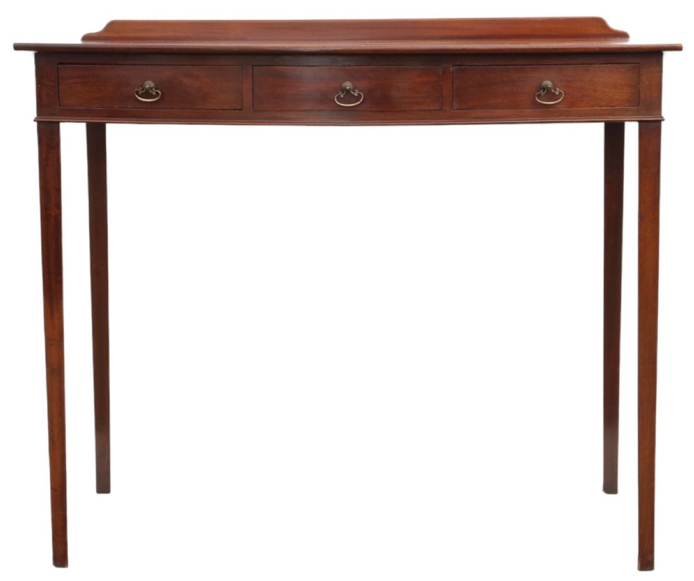 Antique fine quality 19th Century bow front mahogany dressing and writing table View V