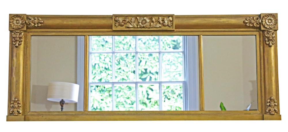 Antique large gilt overmantle wall mirror 19th Century fine quality