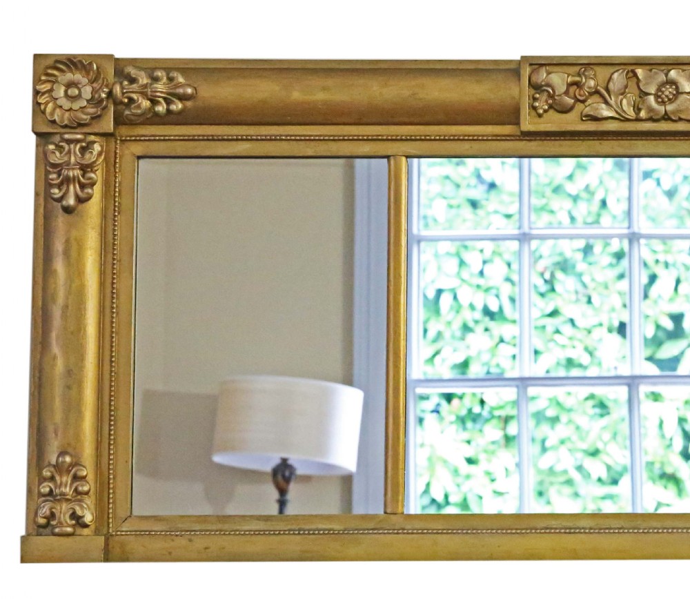 Antique large gilt overmantle wall mirror 19th Century fine quality View II