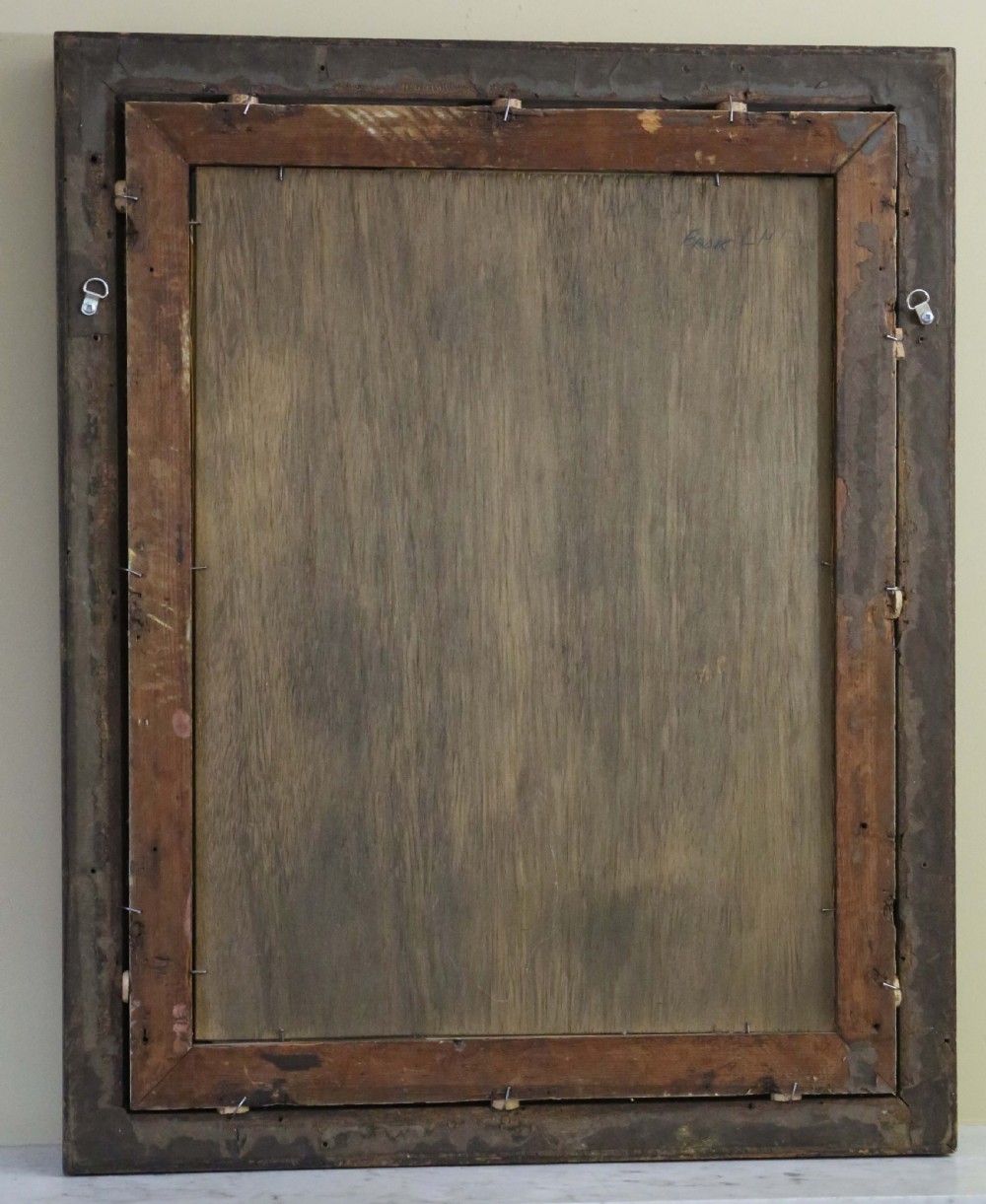 A large 19th-century rectangular wall mirror featuring a gilded frame with a carved leaf outer border and flat inner profile. View II