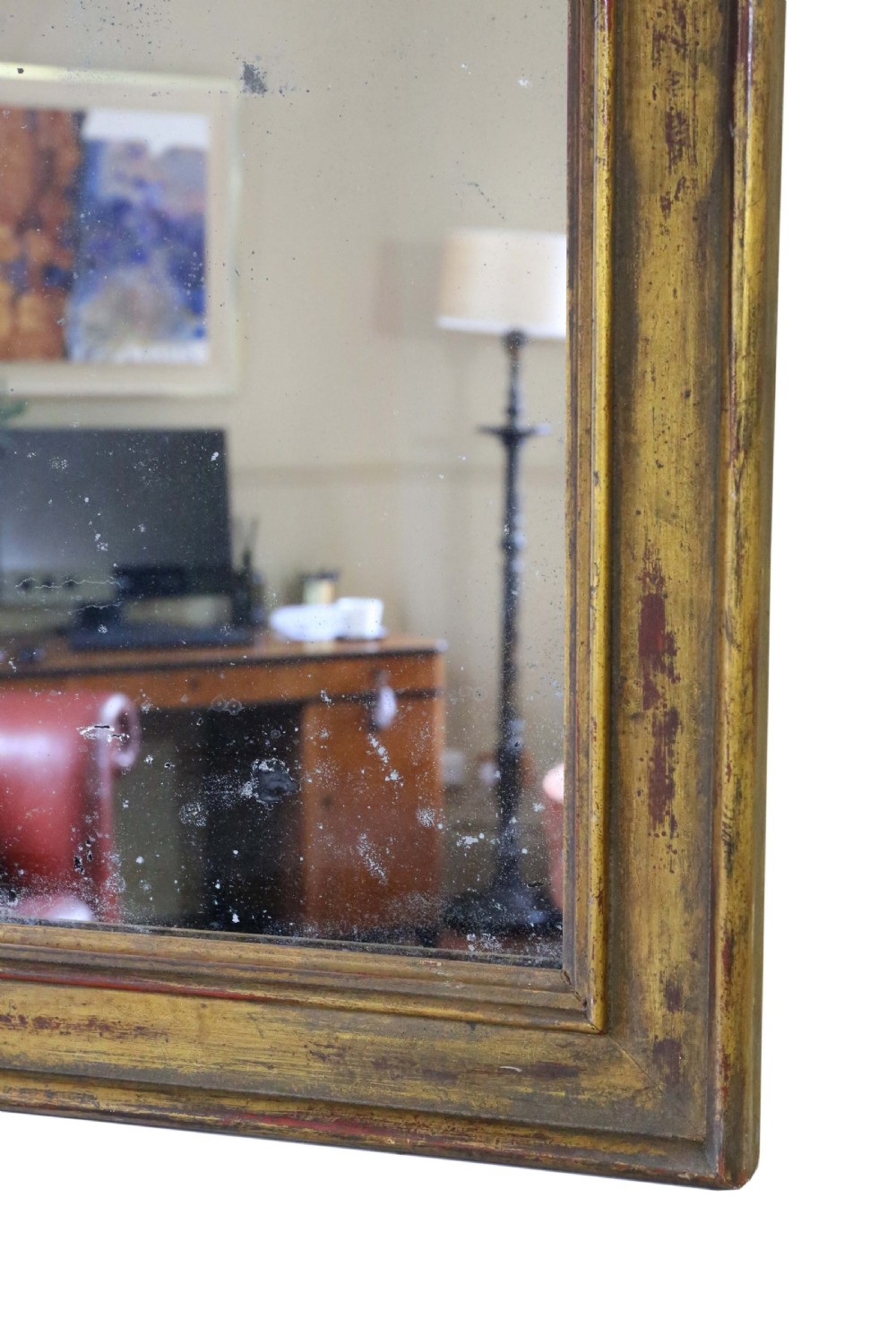 Antique 19th Century fine quality large gilt overmantle wall mirror View V
