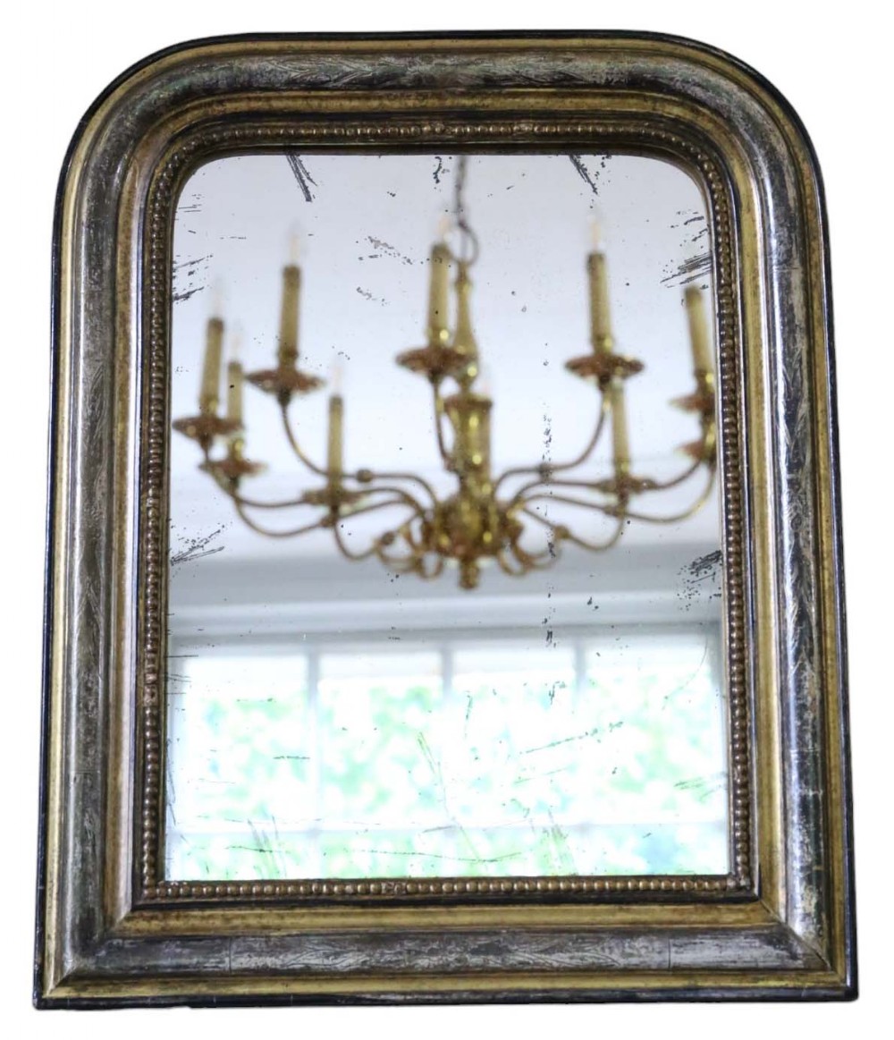 Antique small 19th Century quality gilt overmantle wall mirror