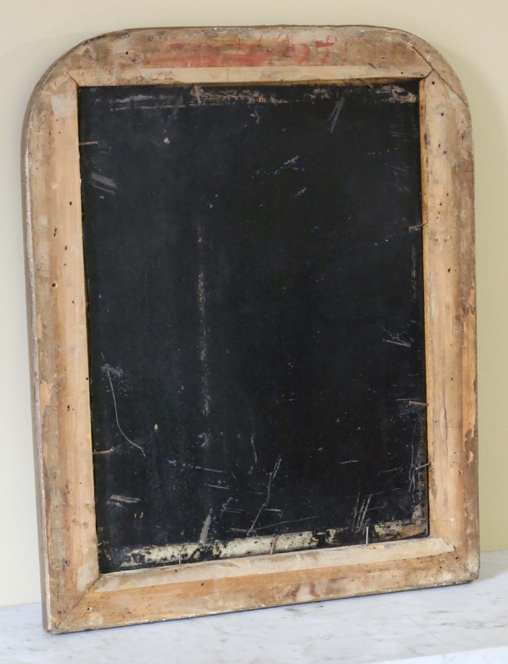 Antique small 19th Century quality gilt overmantle wall mirror View IV
