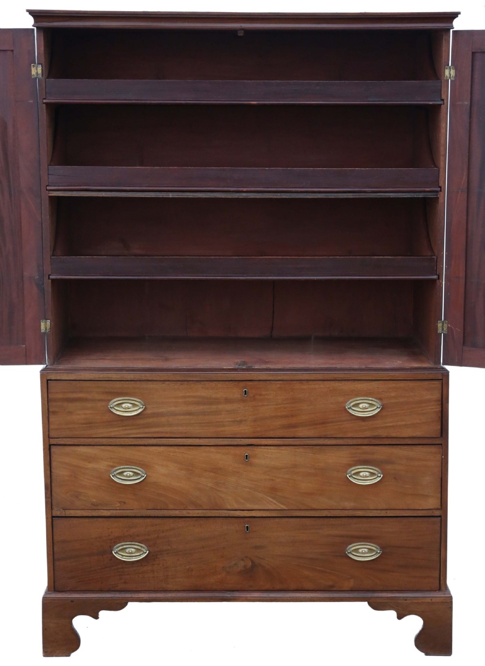 Fine Quality Antique 19th Century Georgian Mahogany Linen Press Wardrobe View II