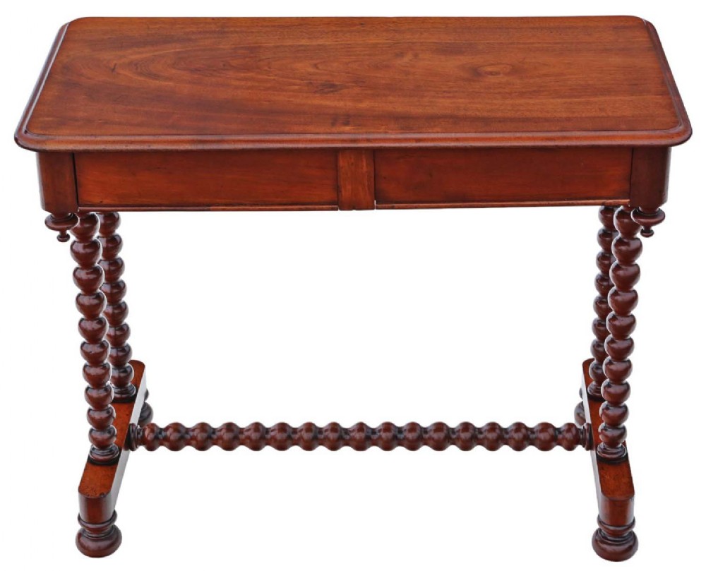 19th Century Mahogany Writing Table - Antique, Fine Quality, Bobbin Turned