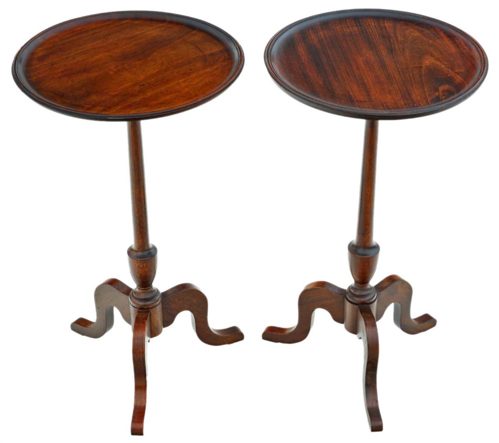 High-Quality Antique Mahogany Occasional Side Wine Tables - Early 20th Century Pair
