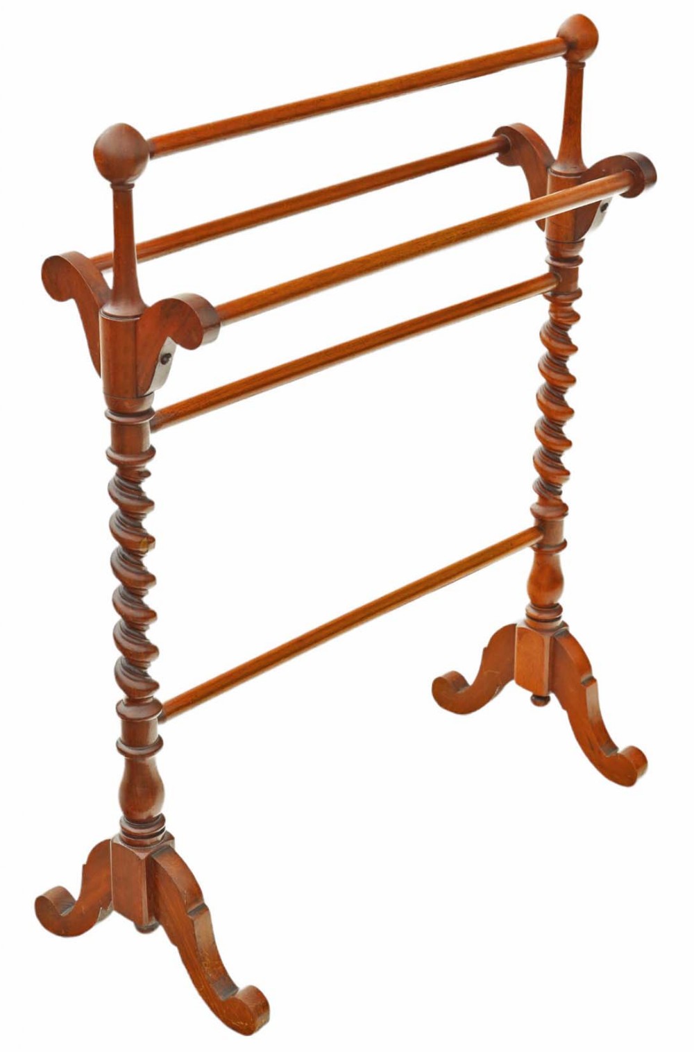 Fine Quality Antique Walnut Twist Victorian Towel Rail Stand - 19th Century