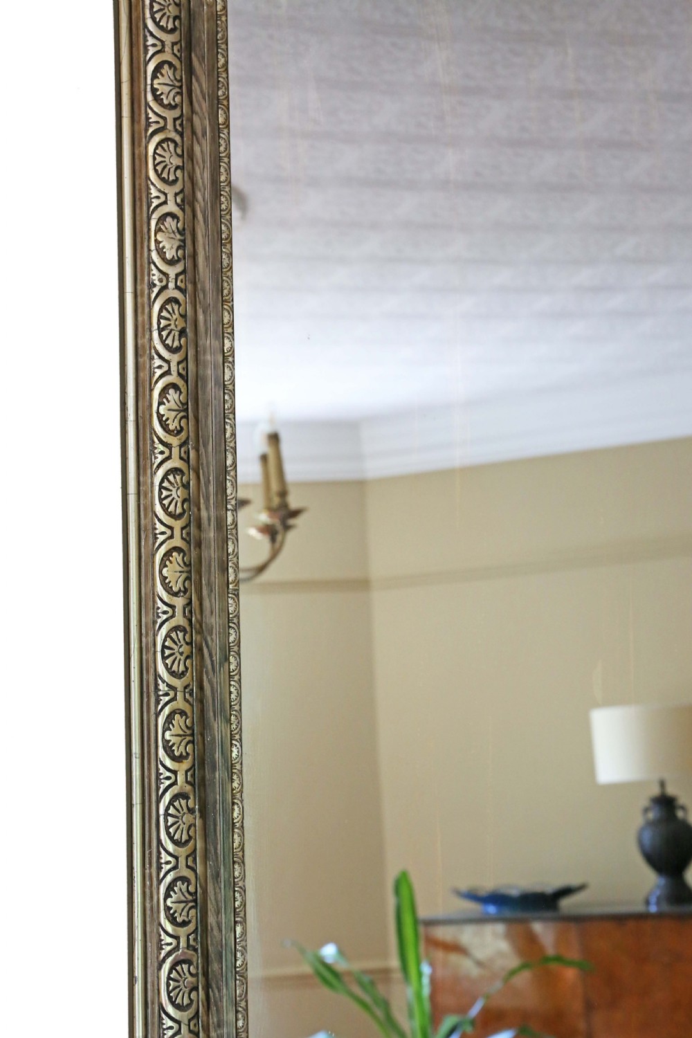 Antique Large C1900 Gilt Overmantle Wall Mirror High-Quality Ornate Design View IV