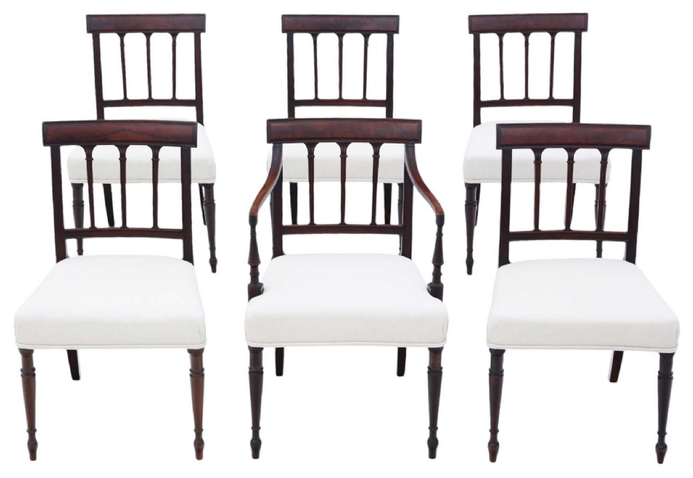 Antique quality set of 6 (5 plus 1 carver) 19th Century Mahogany dining chairs