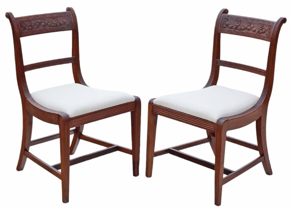 Antique quality pair of 19th Century Carved Mahogany hall chairs
