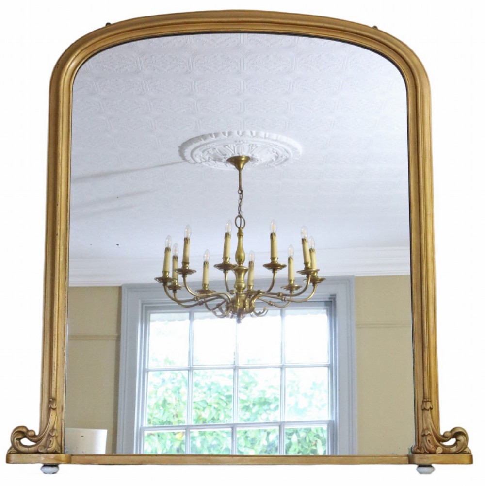 Antique Large 19th Century Gilt Overmantle Wall Mirror – High-Quality