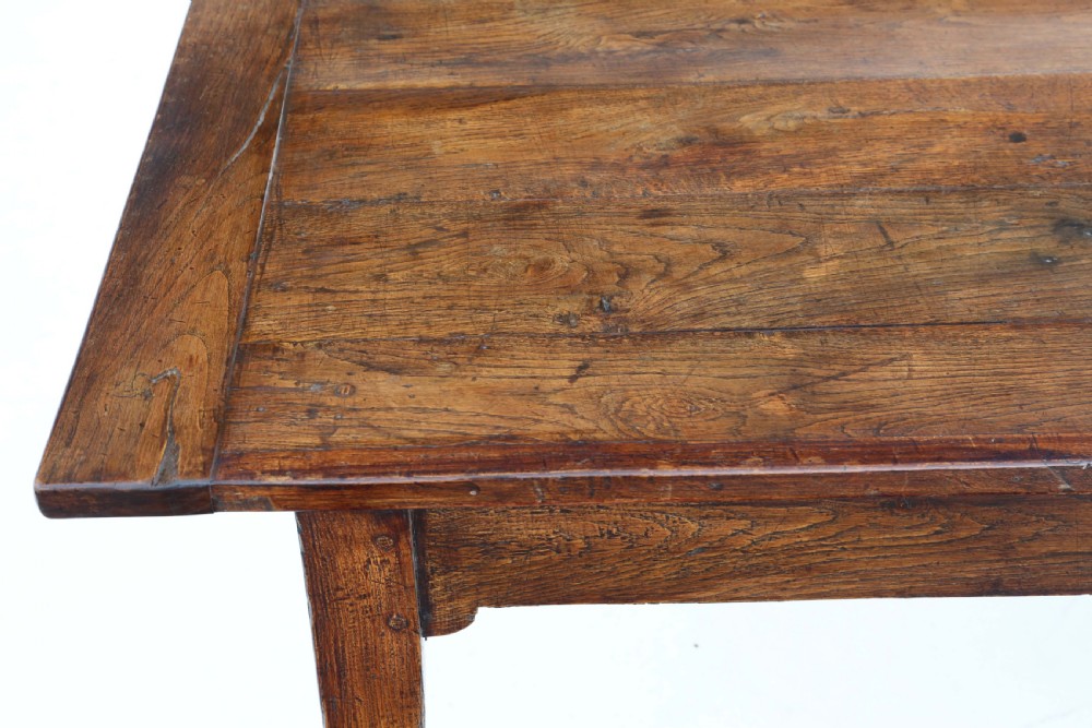 Antique c.1800 Oak Farmhouse Dining Table – Fine Quality Kitchen Table with Drawers at Both Ends View XII