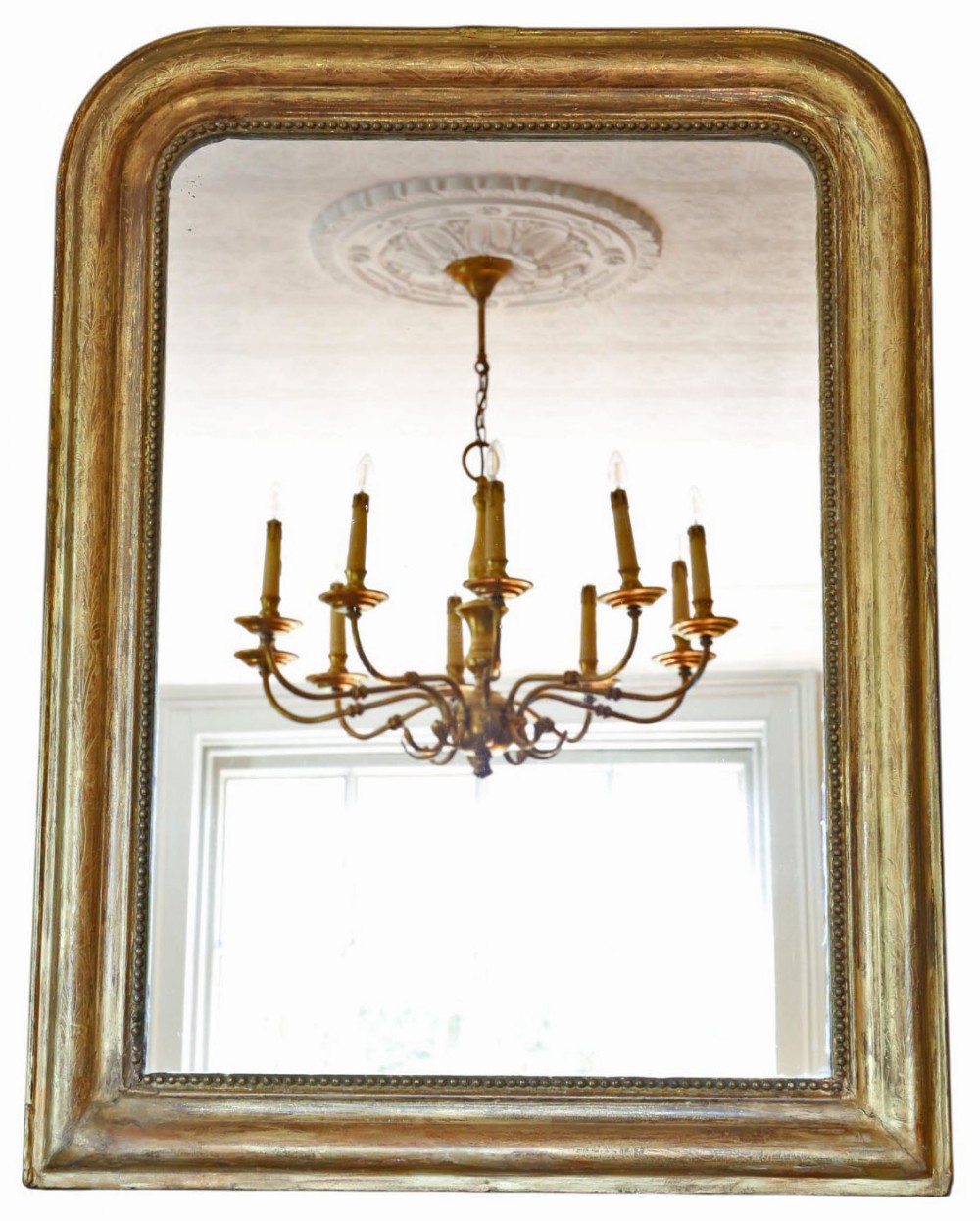 19th Century Antique Overmantle Wall Mirror – Large Gilt Gold Frame Mirror for Vintage Interiors