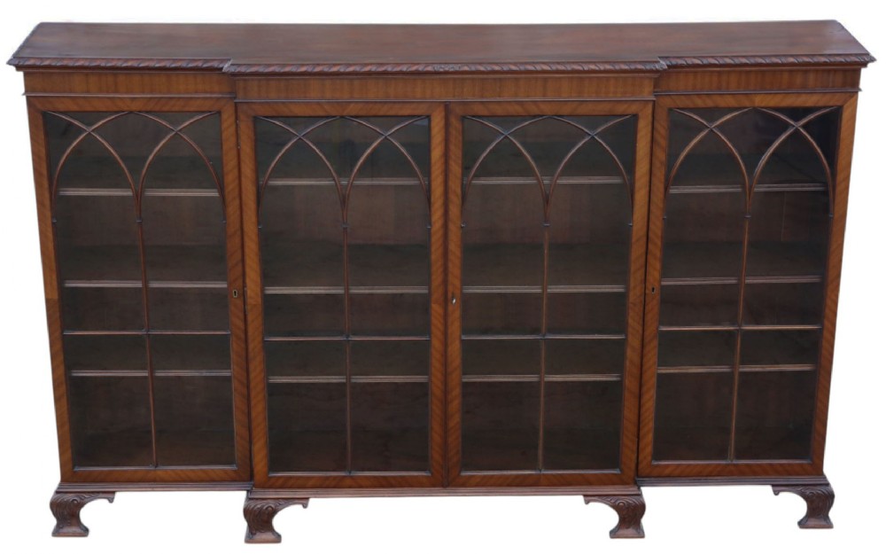 Antique C1910 Fine Quality Mahogany Astral Glazed Bookcase with Adjustable Display Shelves