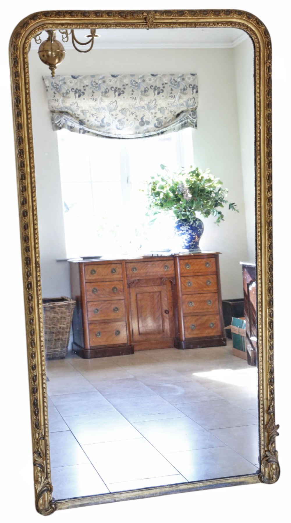 Large 19th Century Antique Gilt full height floor Mirror – Gold Vintage Statement Frame London Maker Charles Nosotti