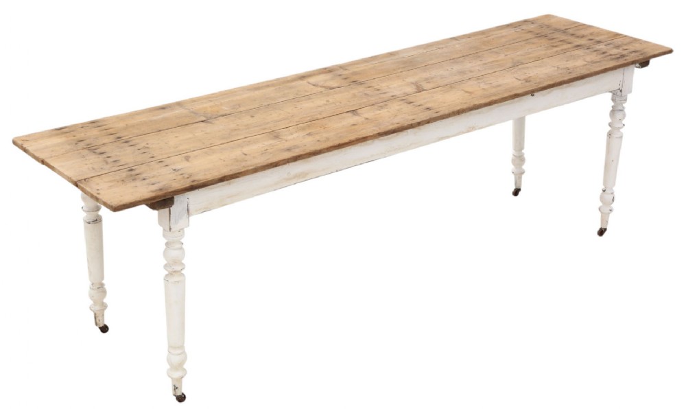 Antique Large Long Pine Refectory Dining Table – Kitchen Farmhouse Table c.1900