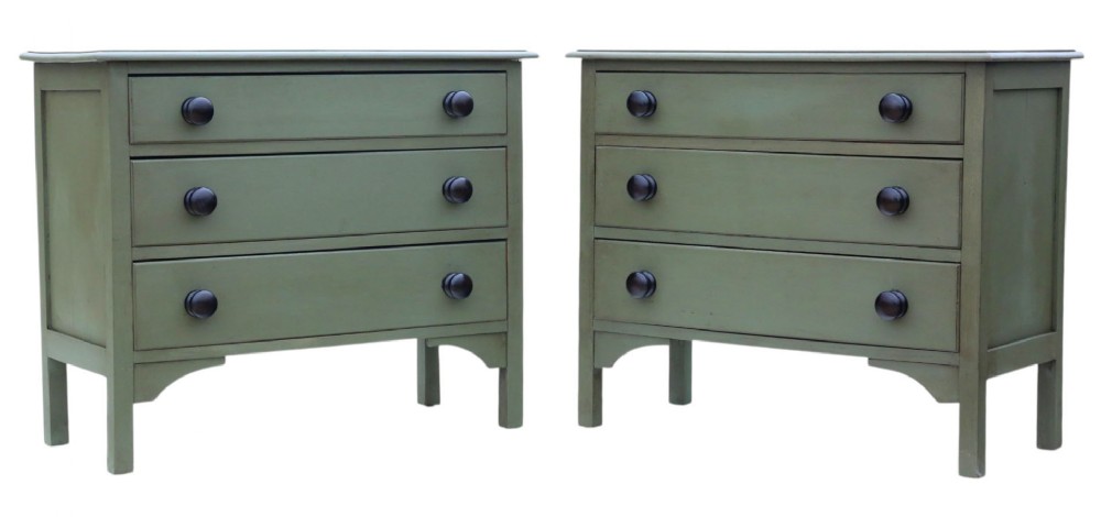 Antique c.1900 Pair of Georgian Revival Painted Chests of Drawers – Fine Quality Furniture
