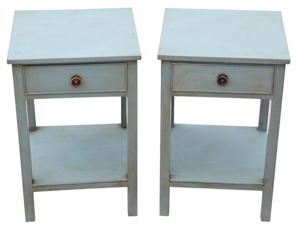 Antique c.1920 Pair of Georgian Revival Painted Lamp or Bedside Tables – Fine Quality Furniture