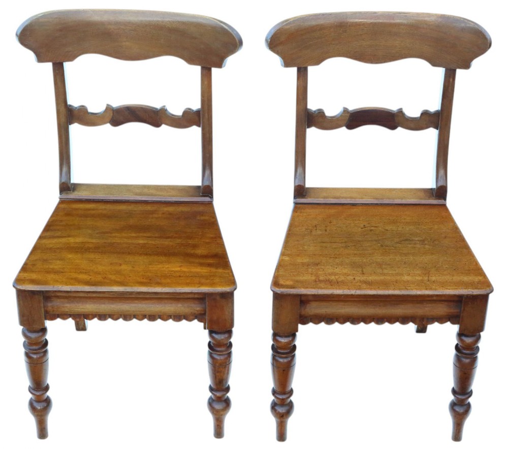 Antique 19th Century Pair of light Mahogany kitchen Chairs – Fine Quality Seating