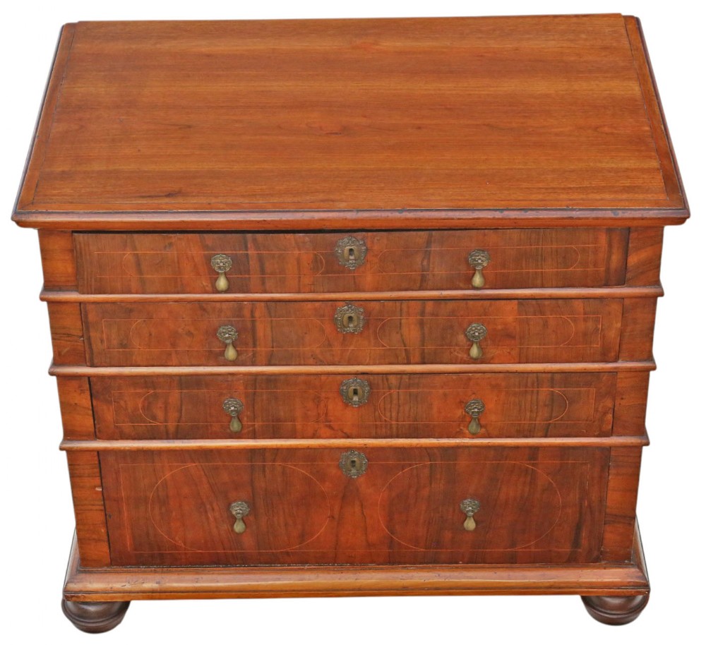 Antique Early 18th Century Georgian Inlaid Walnut Chest of Drawers – Fine Quality