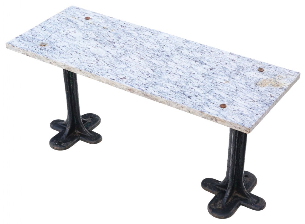 Antique C1900 Marble & Cast Iron Table – Kitchen, Conservatory, or Garden
